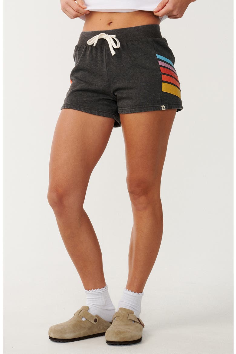 Surf Revival Striped Fleece Shorts, Main, color, WASHED BLACK