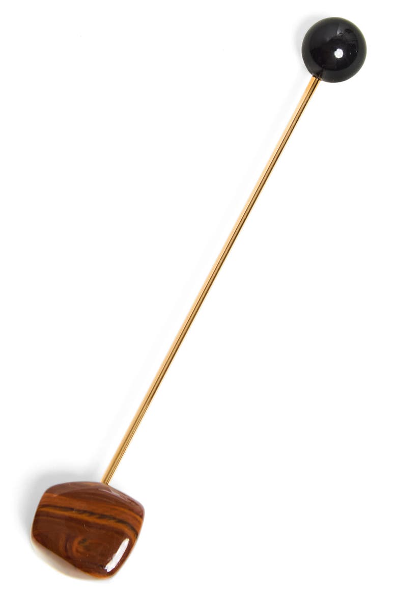 Acrylic Bead Stick Pin, Main, color, BROWN GOLD BLACK