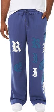 True Religion Tossed Logo Wide Leg Sweatpants