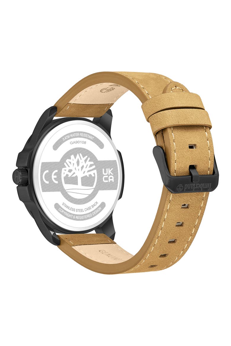Quartz Analog Watch, Alternate, color, BLACK/ TAN