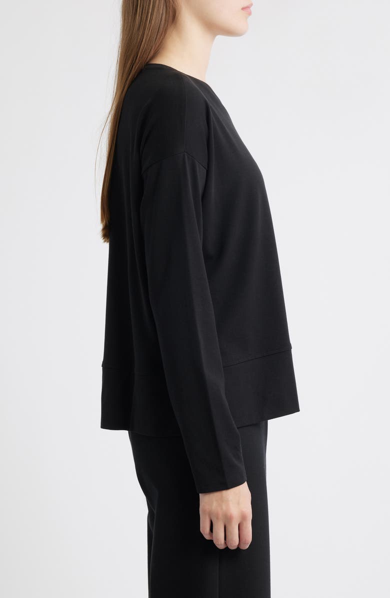 Eileen Fisher V-Neck Long Sleeve Box T-Shirt, Alternate, color, Black