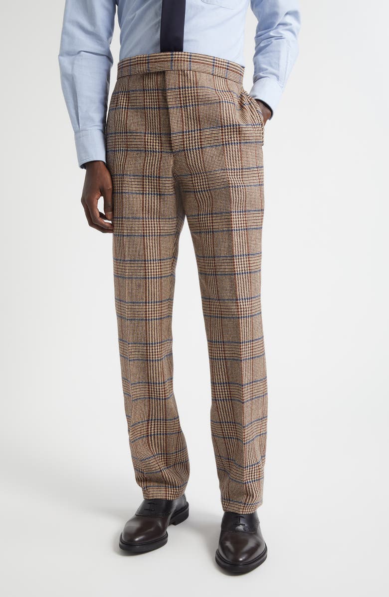 Thom Browne Classic Fit Hunting Tweed Backstrap Trousers, Main, color, Dark Brown