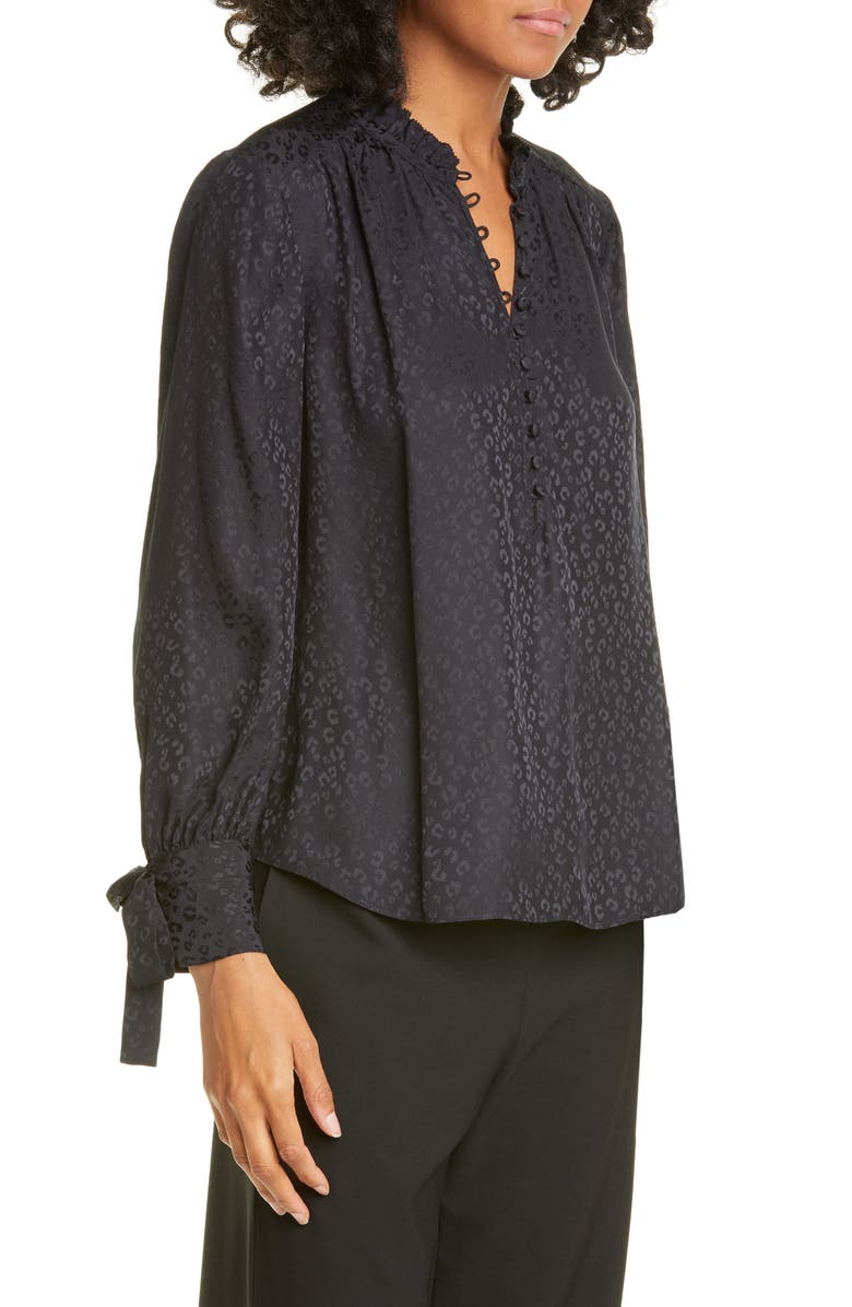 Rebecca Taylor Cheetah Silk Jacquard Blouse, Alternate, color,