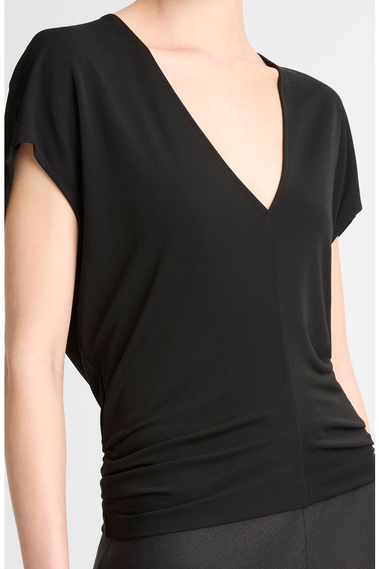 Ruched Dolman Sleeve Top, Alternate, color, BLACK