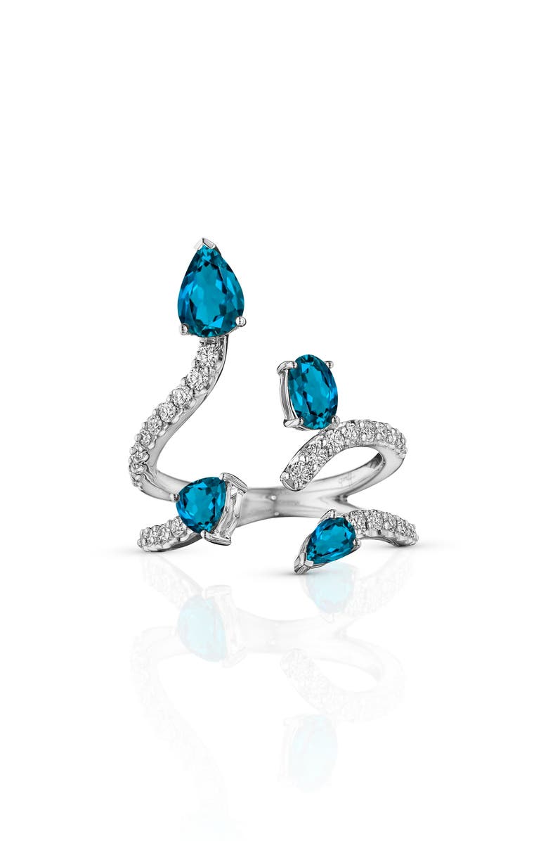 Hueb Mirage Blue Topaz & Diamond 18K White Gold Ring, Main, color,