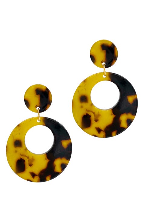 Tortoiseshell Resin Drop Earrings