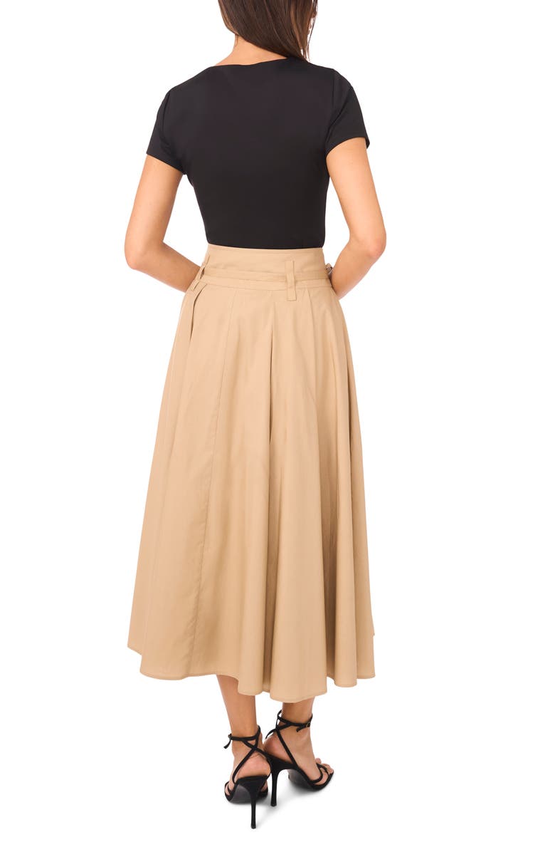 Ted Baker Pleated Belt A-Line Skirt, Alternate, color, Almond Latte