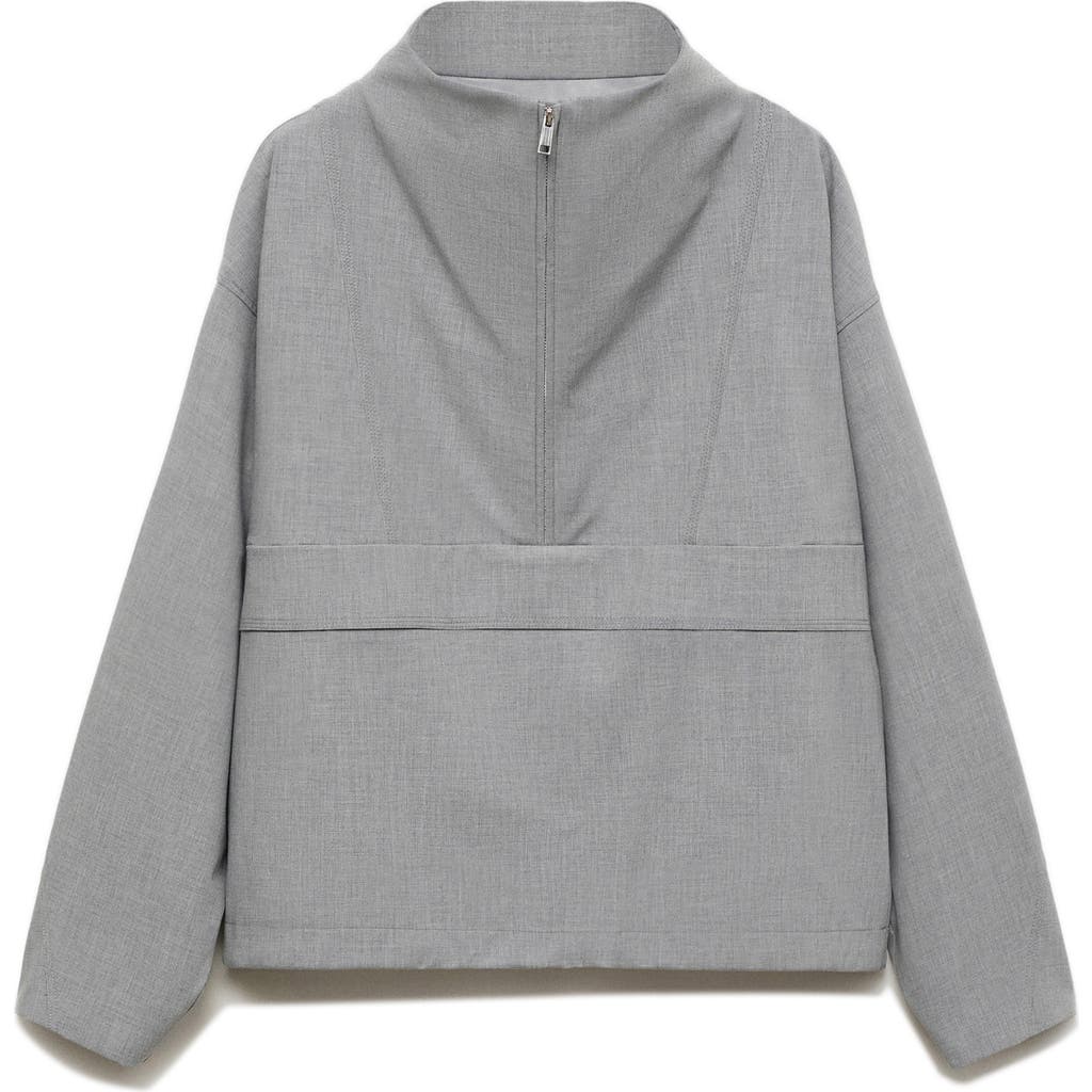 Mango Barile Half-zip Jacket In Light/pastel Grey