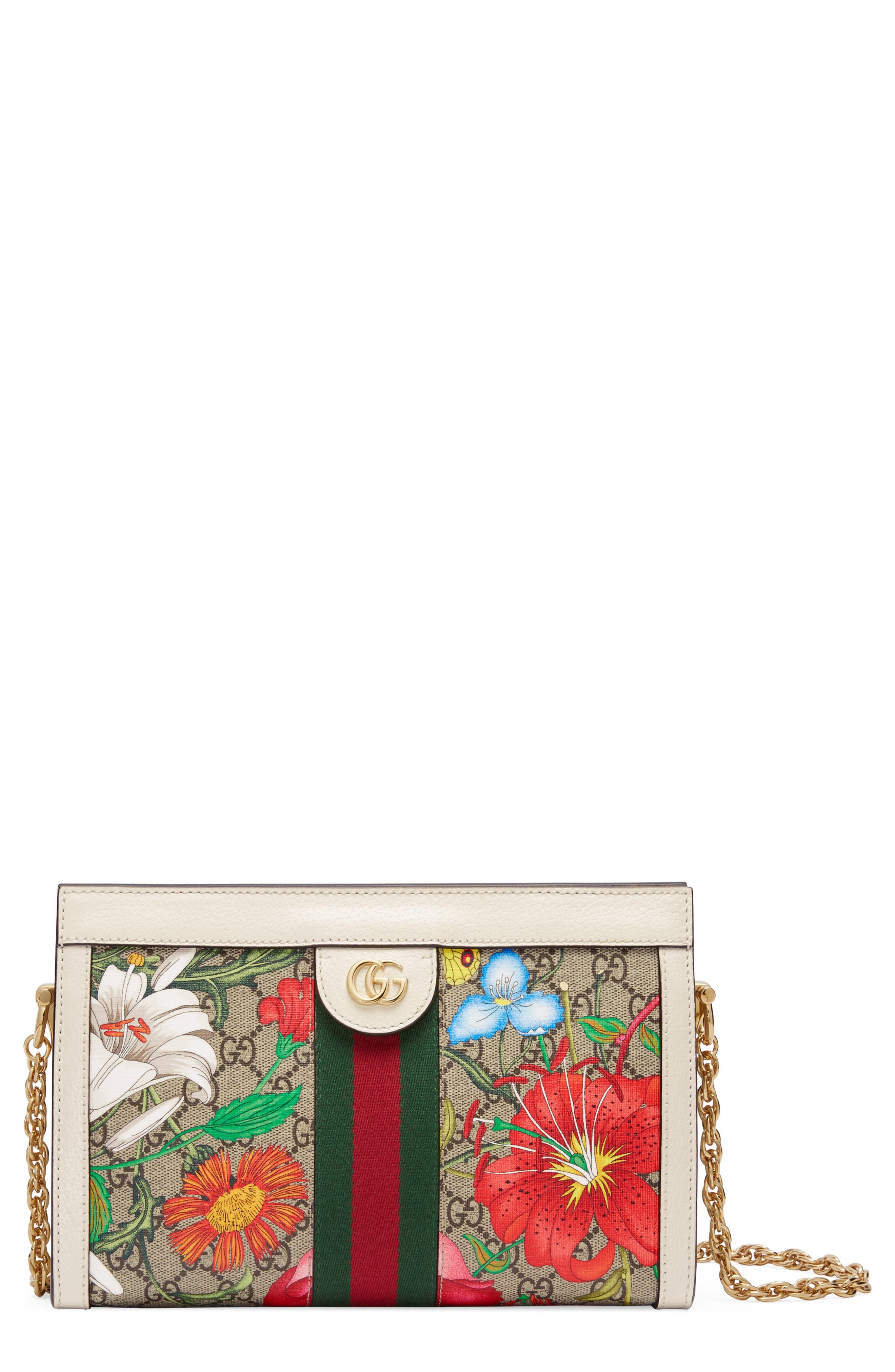 Gucci Small Ophidia Floral GG Supreme Canvas Shoulder Bag, Main, color, 