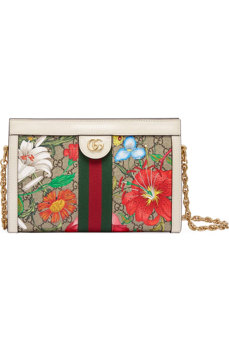 Gucci Small Ophidia Floral GG Supreme Canvas Shoulder Bag, Main, color,