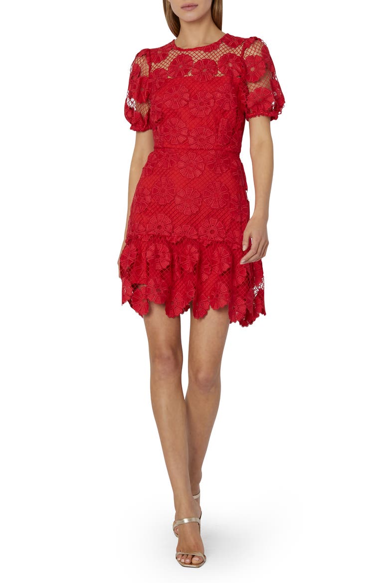Yasmin Gerber Daisty Lace Dress, Main, color, RED