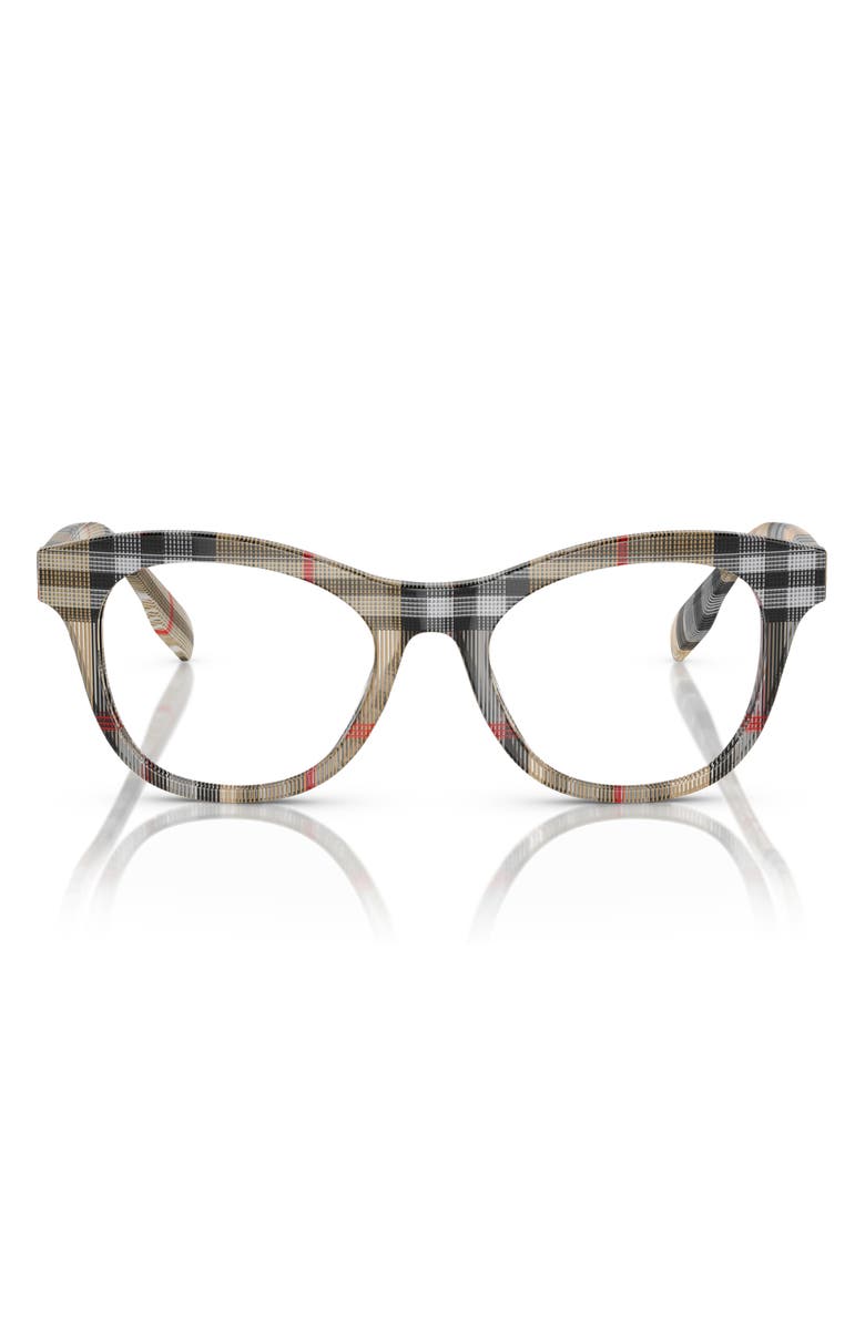 Burberry 44mm Small Cat Eye Optical Glasses, Main, color, Vintage Check / Demo Lens