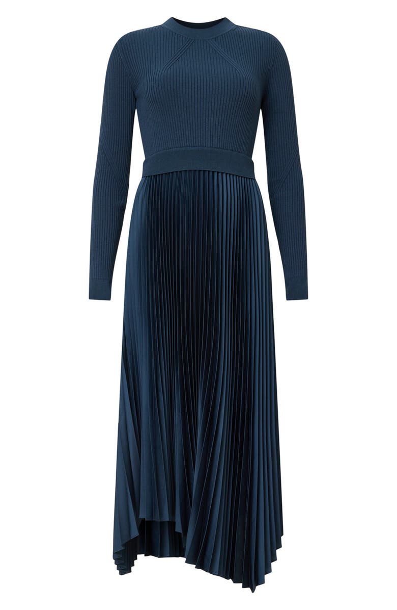 AllSaints Fay Asymmetric Long Sleeve Dress, Alternate, color, Airforce Blue
