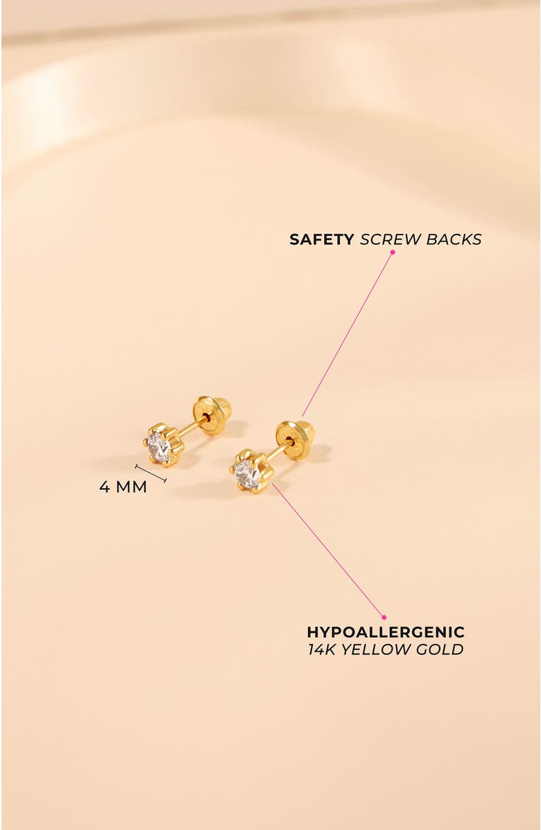 In Season Jewelry 14k 6 Prong Cubic Zirconia Solitaire Earrings, Alternate, color, Gold