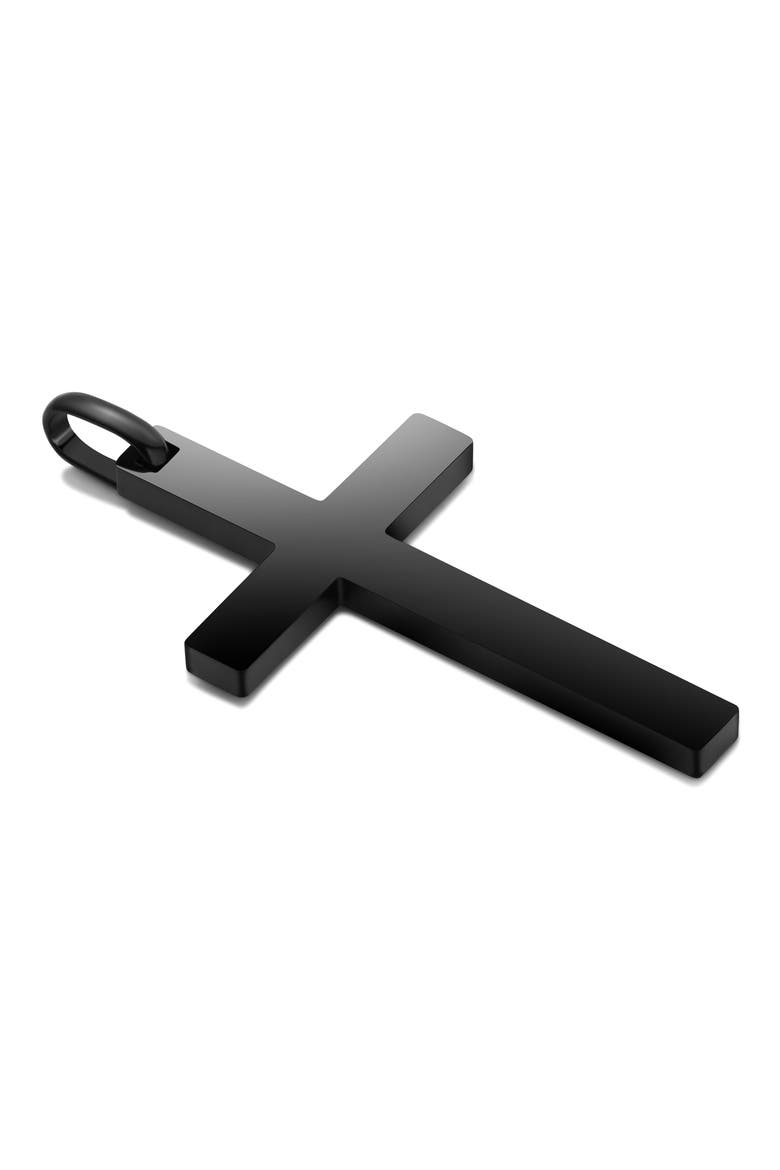 Men's Cross Pendant Necklace, Alternate, color, BLACK