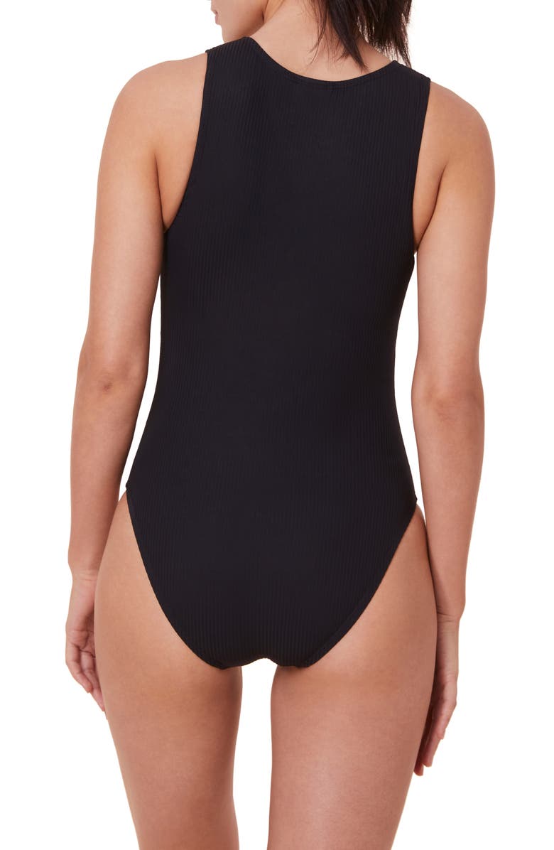 Andie Malibu Ribbed One-Piece Swimsuit, Alternate, color, Black