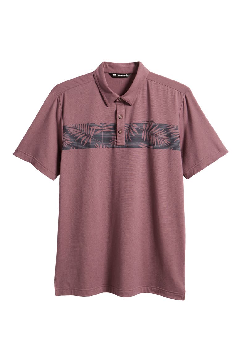The Heather Localism Leaf Stripe Golf Polo, Alternate, color, FLINT