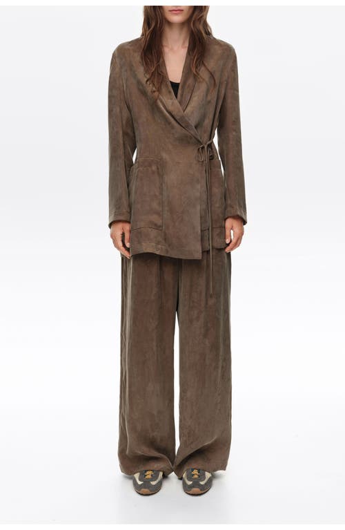Bimba Y Lola Fluid Wrap Jacket In Dark Olive