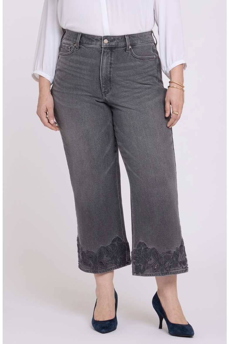 Teresa Embroidered High Waist Wide Leg Ankle Jeans, Main, color, DUSTY ASH