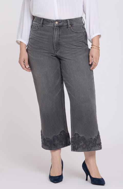 Teresa Embroidered High Waist Ankle Jeans (Plus Size)