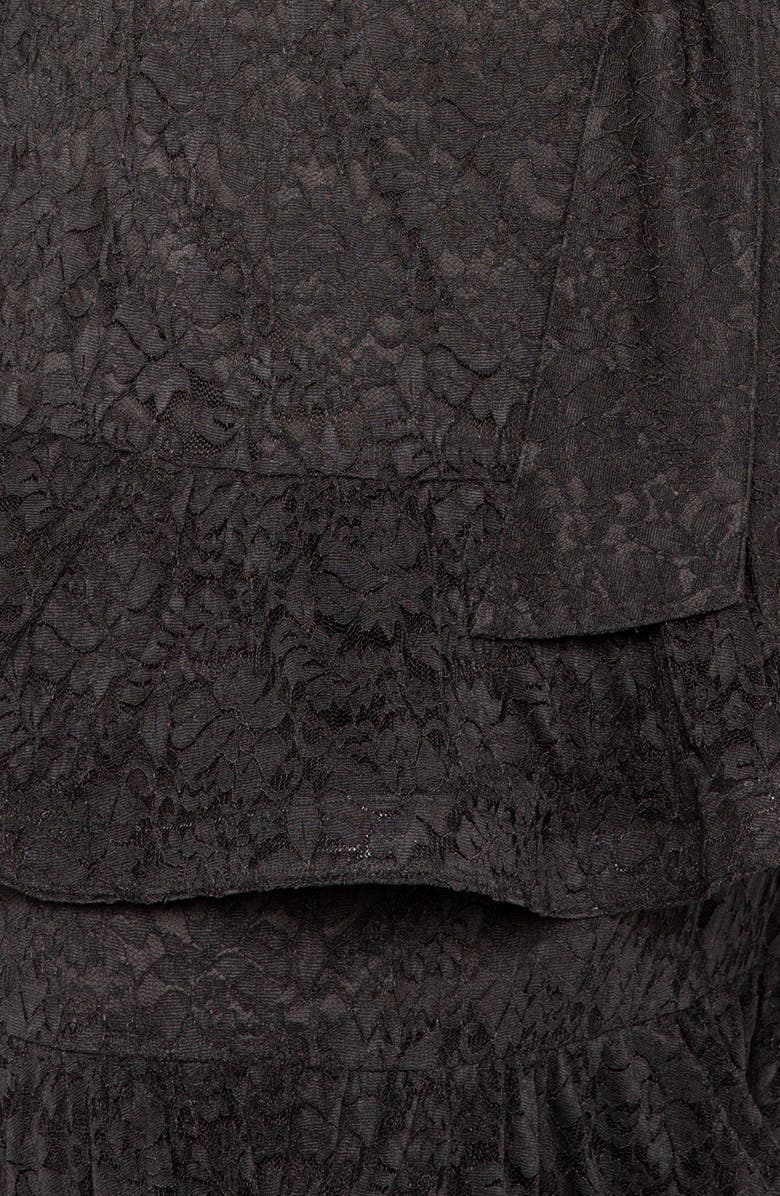 BUXOM COUTURE Tiered Lace Long Sleeve Maxi Dress, Alternate, color, Black