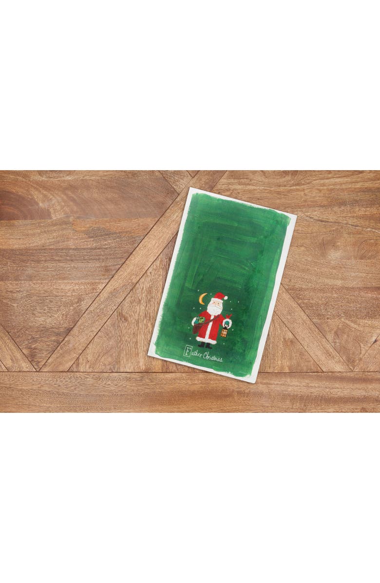 C&F Home "Father Christmas Alphabet "F" 100% Cotton Printed Flour Sack Dishtowel, Alternate, color, Green