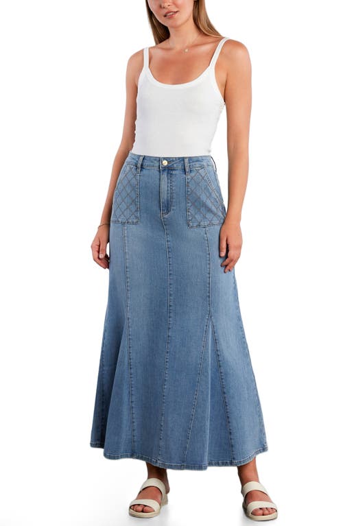 Wash Lab Denim My Queen Denim Maxi Skirt In Blue