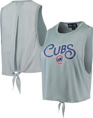 THE WILD COLLECTIVE Women's The Wild Collective Light Blue Chicago Cubs Open Back Twist-Tie Tank Top