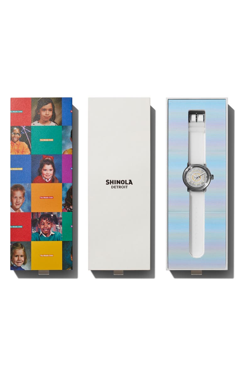 Shinola Detrola The Middle Child Silicone Strap Watch, 43mm, Alternate, color,