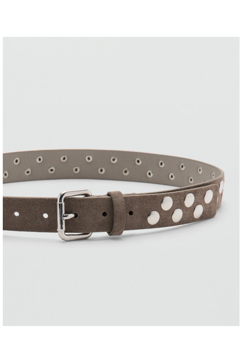 Studded Suede Belt, Alternate, color, MEDIUM BROWN