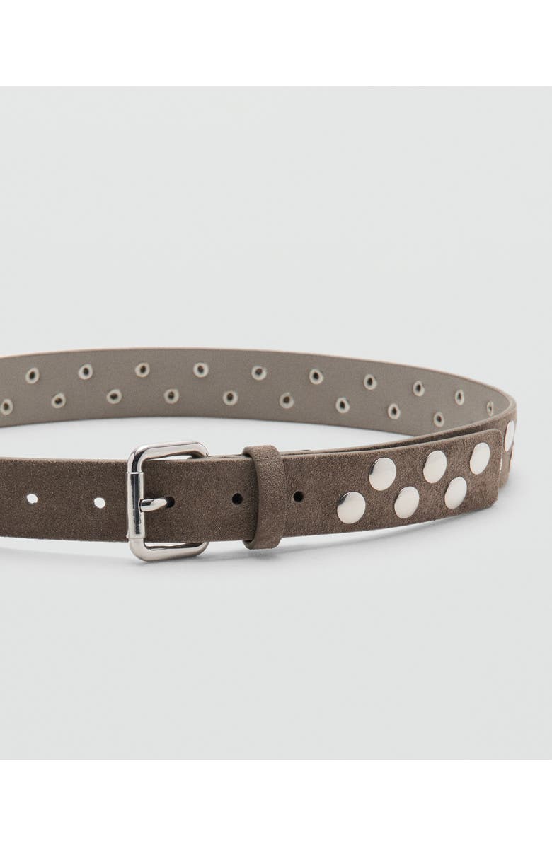 MANGO Studded Suede Belt, Alternate, color, Medium Brown