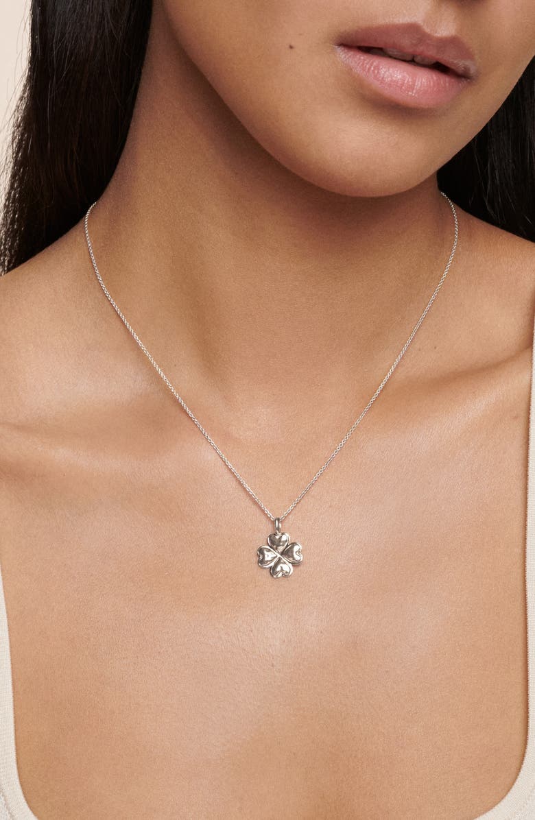 Monica Vinader Clover Pendant Necklace, Alternate, color, Silver