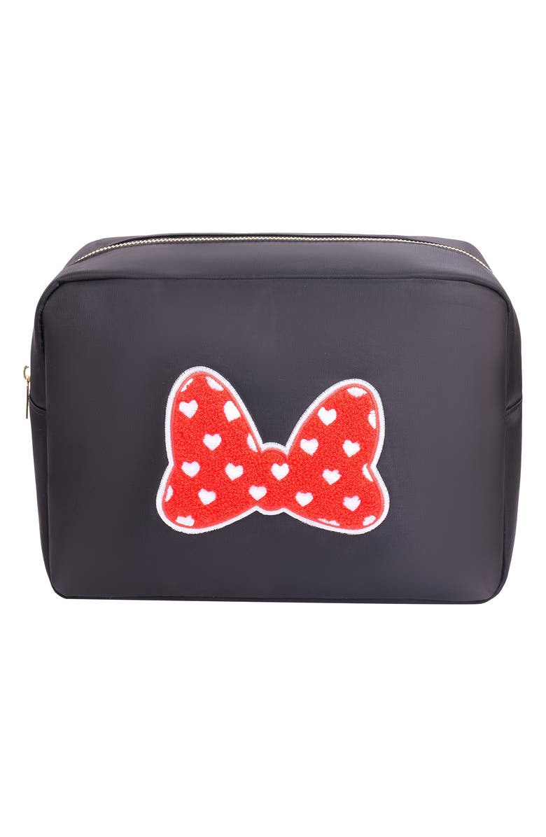 Bloc Bags Extra Large Heart Bow Cosmetics Bag, Main, color, Black/Red