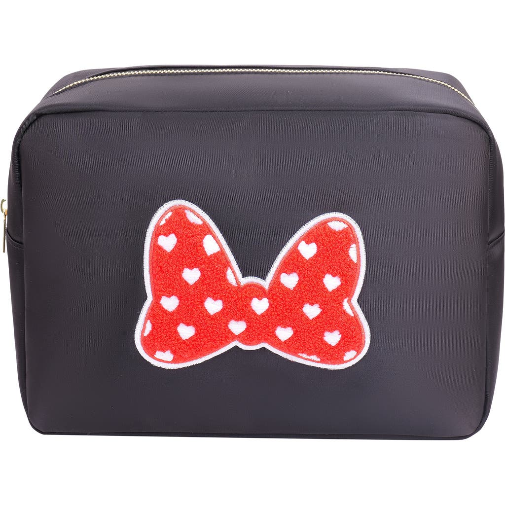 Bloc Bags Extra Large Heart Bow Cosmetics Bag In Black/red