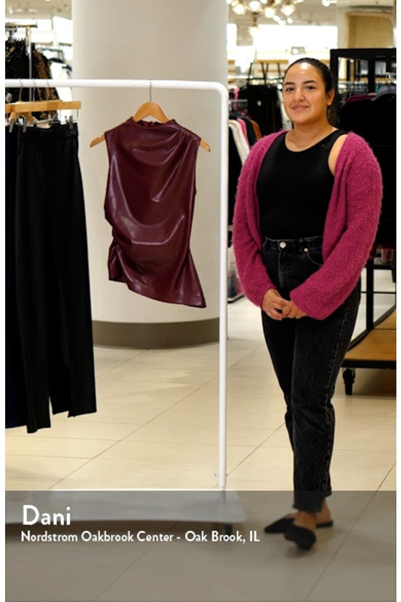Allegra Asymmetric Faux Leather Gathered Top video