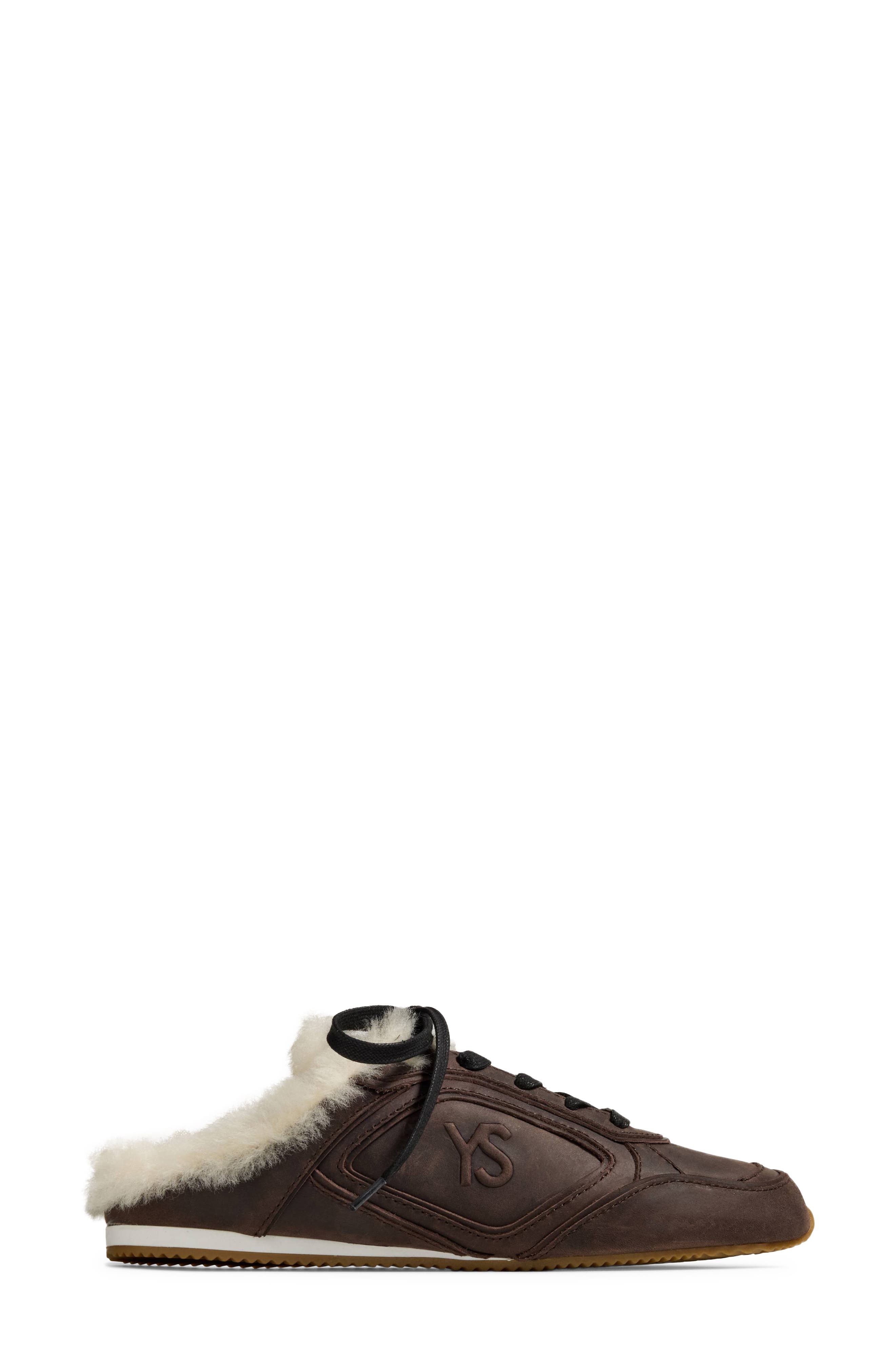 Uptown Slide Sneaker with Faux Fur Trim, Alternate, color, BROWN