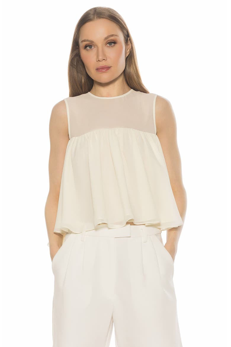 Portia Ruffle Sleeveless Chiffon Top, Alternate, color, IVORY
