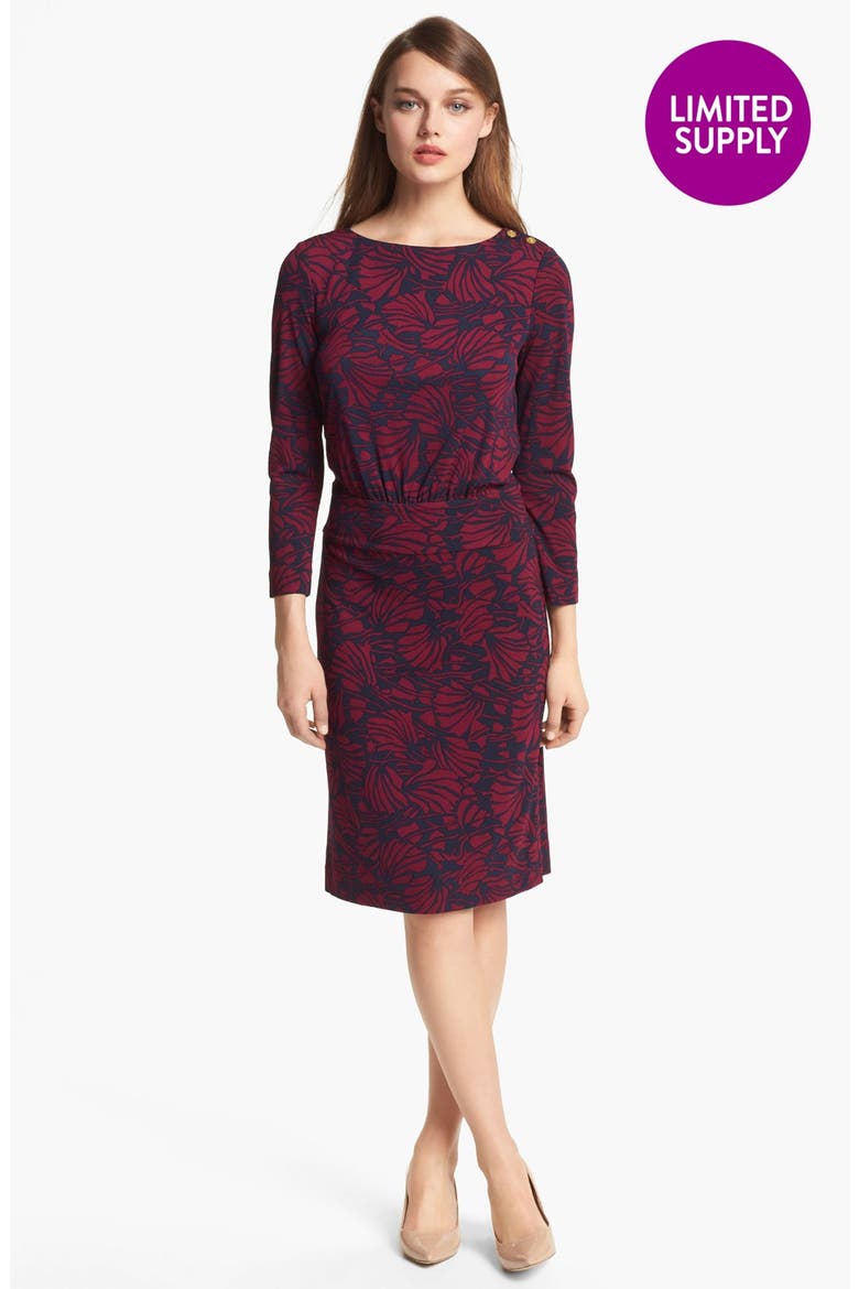 'Etta' Print Blouson Dress, Alternate, color, TORY NAVY AZOLLA COMBO