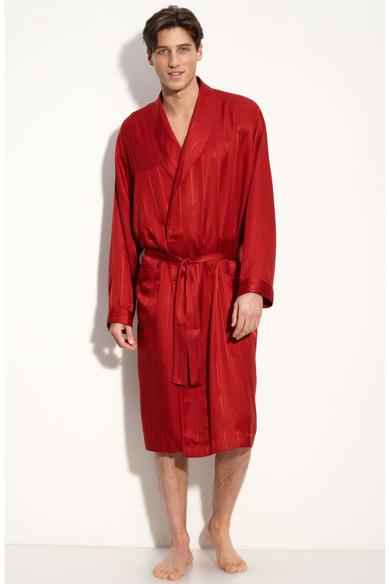 Herringbone Stripe Silk Robe, Main, color, MAHOGANY