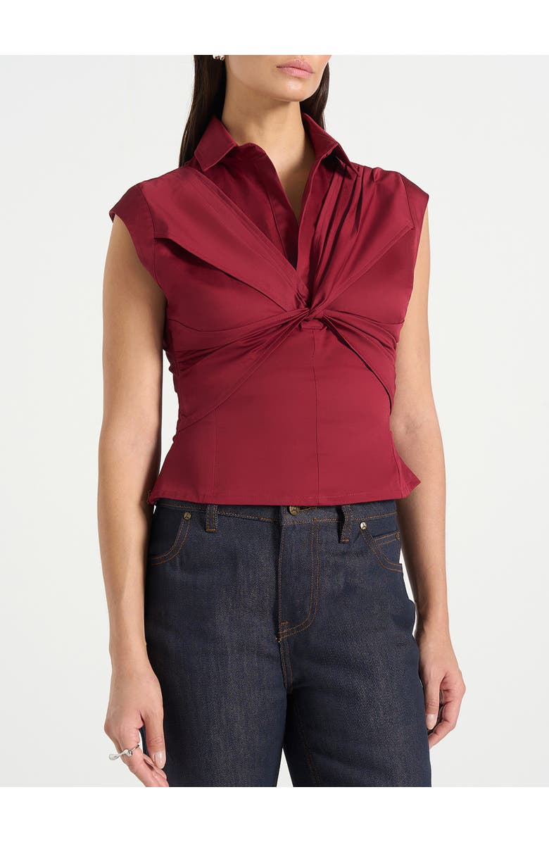 Manière De Voir Yvette Gathered Twist Sleeveless Top, Alternate, color, Wine Red
