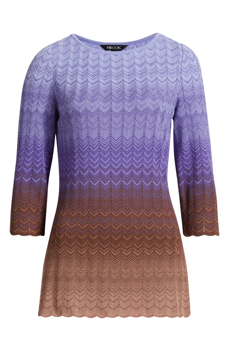 Misook Ombré Pointelle Sweater, Alternate, color, Purple Multi