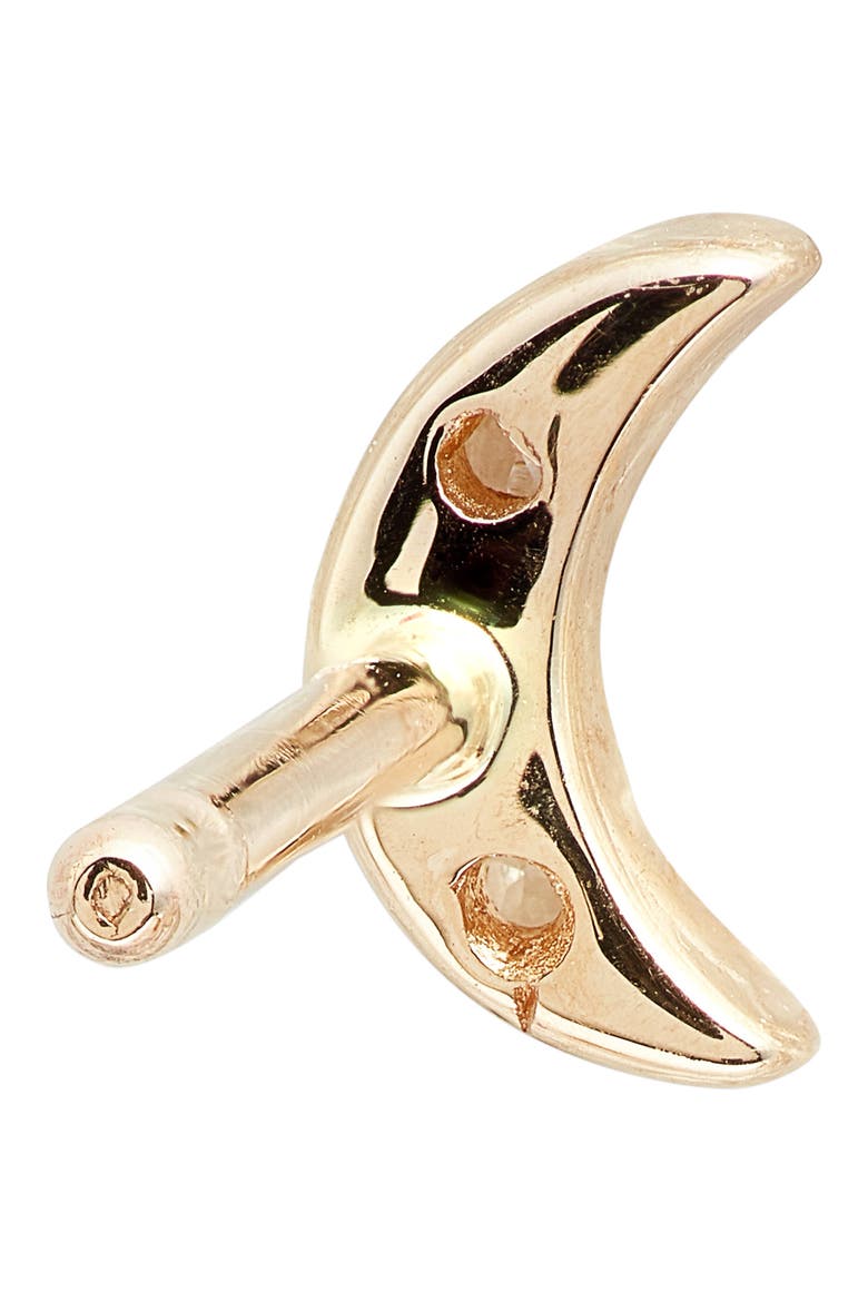 Mini Crescent Moon Diamond Stud Earrings, Alternate, color, YELLOW GOLD/ DIAMOND