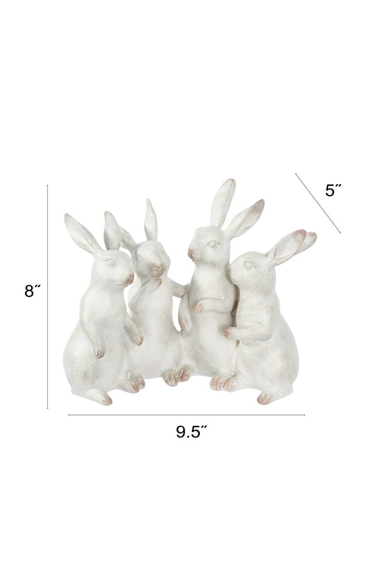 Storied Home Whitewashed Polyresin Bunny Rabbit Quartet, Alternate, color, White