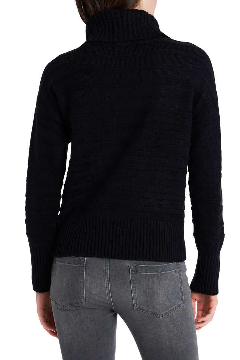 Texture Stripe Cotton Blend Cowl Neck Sweater, Alternate, color, RICH BLACK