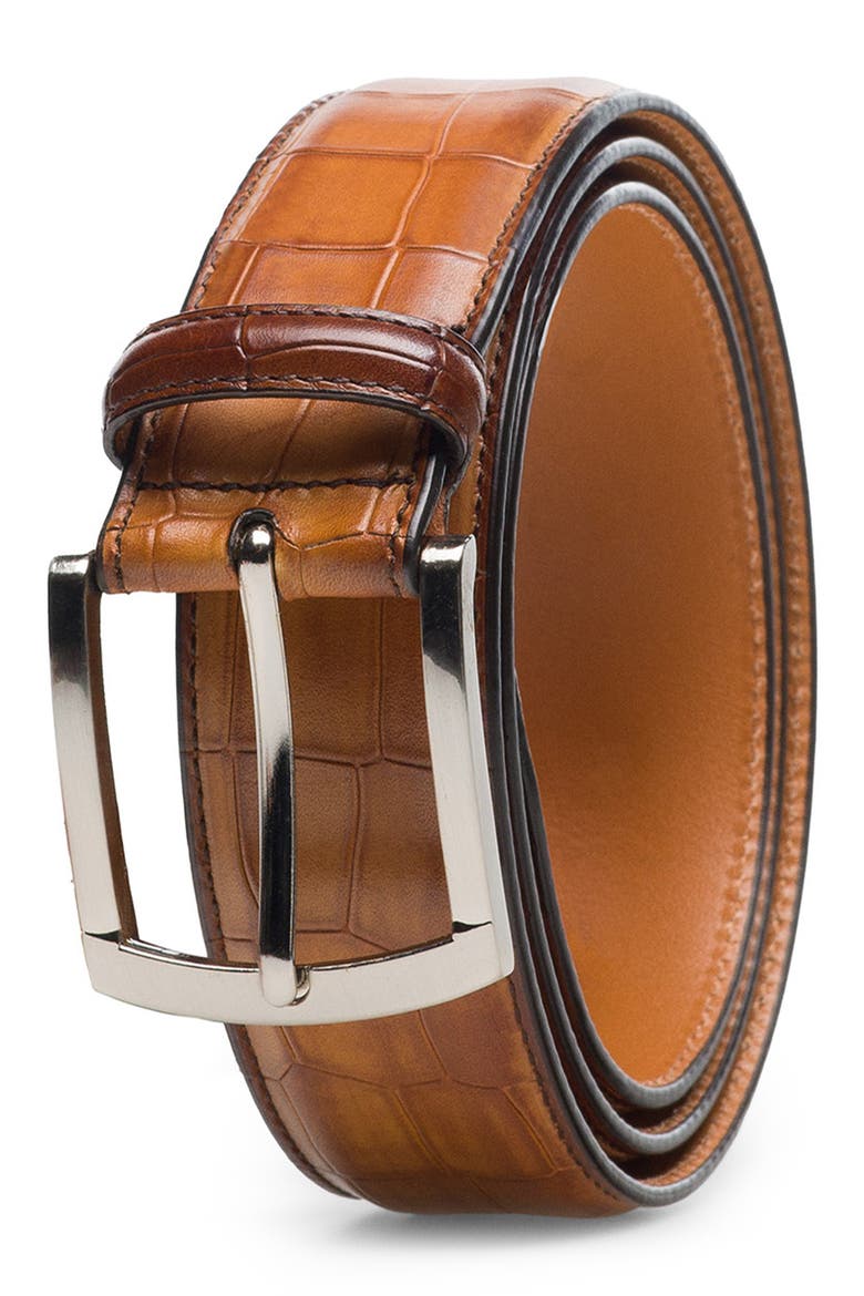 Grabar Leather Belt, Main, color, CUERO