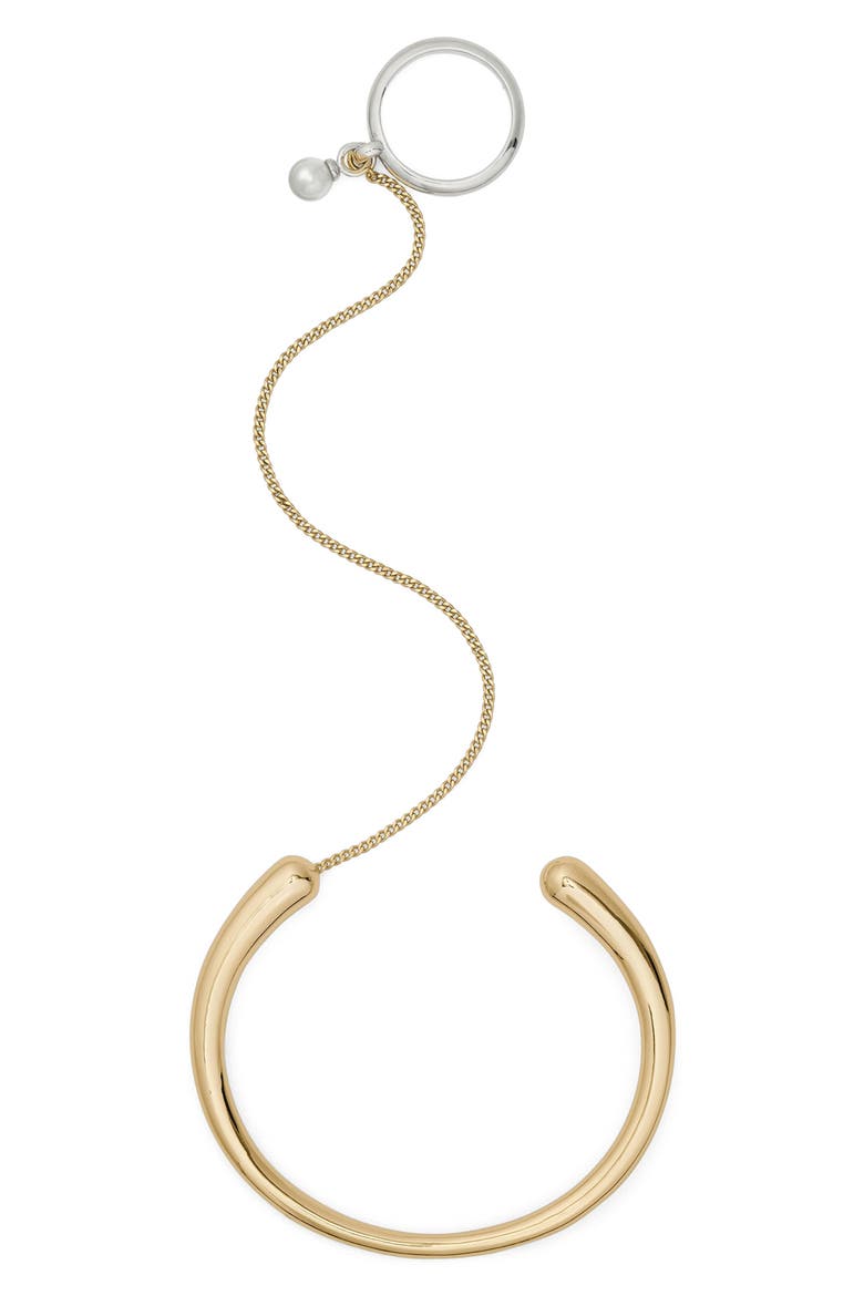 chain reaction ring chain & cuff set, Alternate, color, CREAM/ MIXED METAL