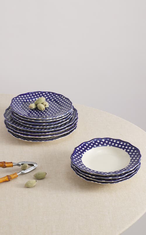 Maison Madison Home Beatrix 12 Piece Set With Pasta Bowl In Blue/cream