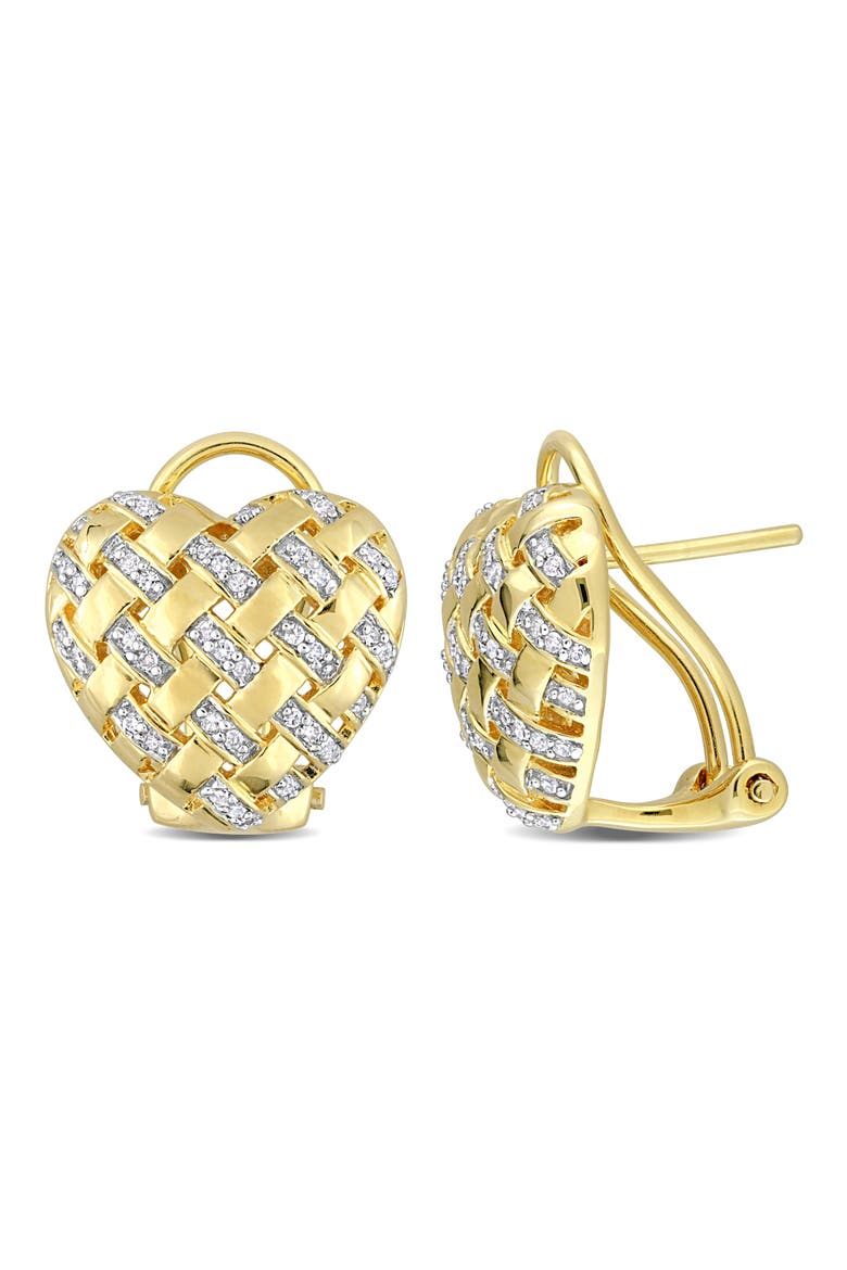 Diamond Lattice Heart Stud Earrings - 0.024 ctw, Main, color, WHITE