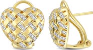 DELMAR Diamond Lattice Heart Stud Earrings - 0.024 ctw