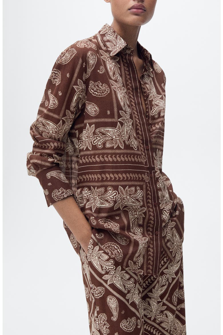 Paisley Cotton Button-Up Shirt, Alternate, color, BROWN